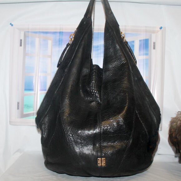 Givenchy Handbags - Auth $2800 Large GIVENCHY Black Lambskin Tinhan Hobo Tote Shoulder Bag